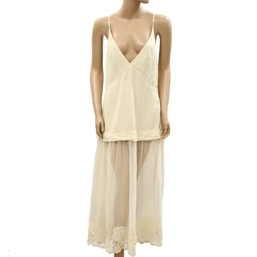 By Anthropologie Celandine Sleeveless Sheer Linen Maxi Slip Dress XSP 287022 - Picture 3 of 7